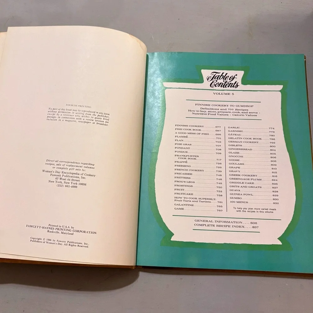 Vtg 1966 Womans Day Encyclopedia of Cookery Vol 5 Retro Kitchen Grandmacore MCM